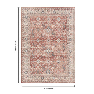 English Elm Majestic Traditional Polyester Area Rug Warm Red Pattern for Living or Dining Rooms B186P428862