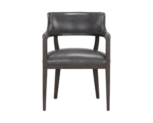 Sunpan Brylea Dining Armchair - Stylish Leather Accent Chair for Dining Room or Living Space Comfort Brown, Brentwood Charcoal Leather