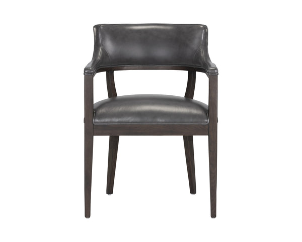 Sunpan Brylea Dining Armchair - Stylish Leather Accent Chair for Dining Room or Living Space Comfort Brown, Brentwood Charcoal Leather