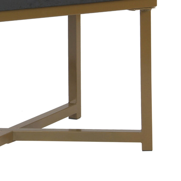 English Elm Metal X-base Velvet Tufted Ottoman Glam Gold Accent for Bedroom or Sitting Area B056P417122
