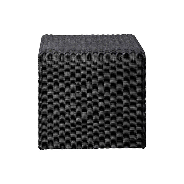 English Elm Woven Black Rattan Square End Table with Retro Woven Texture, Sturdy Metal Frame & Versatile Use B016P377803
