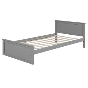 English Elm Full Twin Loft Bed with Desk Wardrobe Shelves Pine Wood Frame Kids Bedroom Gray LT000821AAE-1