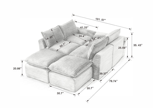 English Elm Modern Corduroy Cloud Sofa - Stylish Modular Design For Comfort In Living Rooms, Offices & Apartments W3396S00024