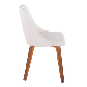 English Elm Marche Contemporary Accent/Dining Chair with Button Tufted Back & Walnut Wood Legs, Set of 2 White B202S01257
