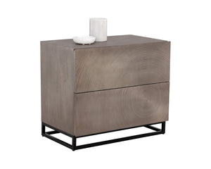 Sunpan LUTANA Nightstand - Handcrafted Grey Mango Wood with Iron Legs, Unique Rustic-Industrial Design 110641