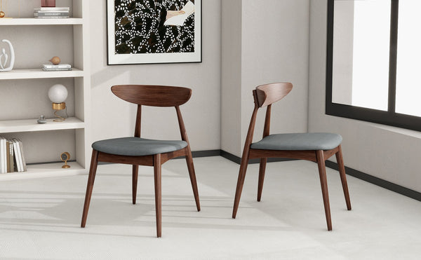 English Elm Christopher Knight Home® - Set Of 2 Retro Rubberwood Chairs With Ergonomic Backrest & Plush Cushions In Walnut & Gray N759P307037D