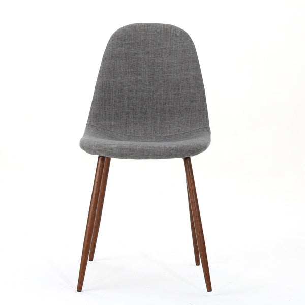 English Elm Christopher Knight Home® - Mid-Century Fabric Upholstered Dining Chairs Set of 2 in Light Gray with Dark Walnut Iron Legs, Cozy Modern Seating 60787.00