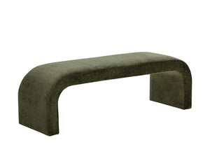 Sunpan NAHARA Bench - Stylish Arch-Shaped Seating in Bergen Olive for Modern Living Spaces and Entryways Green 112509