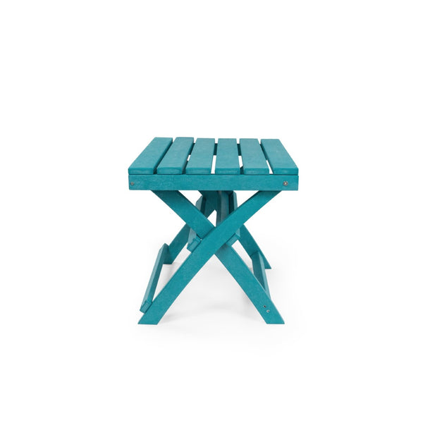 English Elm Seaview Recycled Hdpe Outdoor Folding Side Table Uv Resistant Patio Deck Use Turquoise B2745P409718
