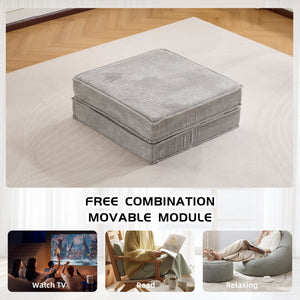 English Elm Compression Mahjong Floor Sofa Bed - Versatile Modular Design, Soft Circle Fleece, No Assembly Needed! W3723P377155