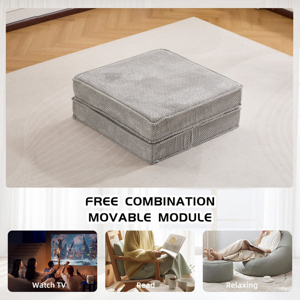 English Elm Compression Mahjong Floor Sofa Bed - Versatile Modular Design, Soft Circle Fleece, No Assembly Needed! W3723P377155