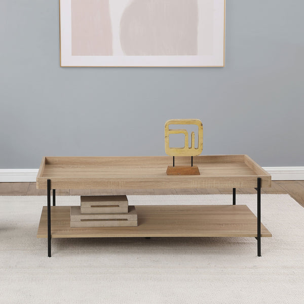 English Elm Miller Light Brown Coffee Table - Modern Farmhouse Style With Raised Edge & Durable Design, 47" Wide B062P299833