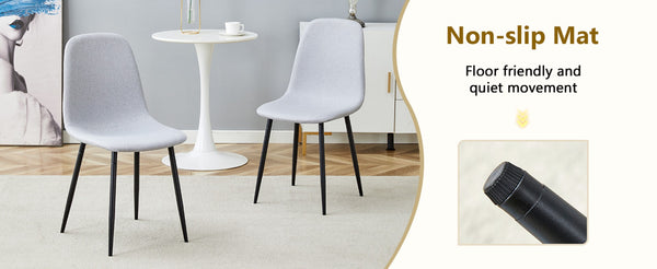 English Elm Table and Chair Set Modern Marble Glass Top Dining for Four with Linen Upholstered Seats W1151S04626