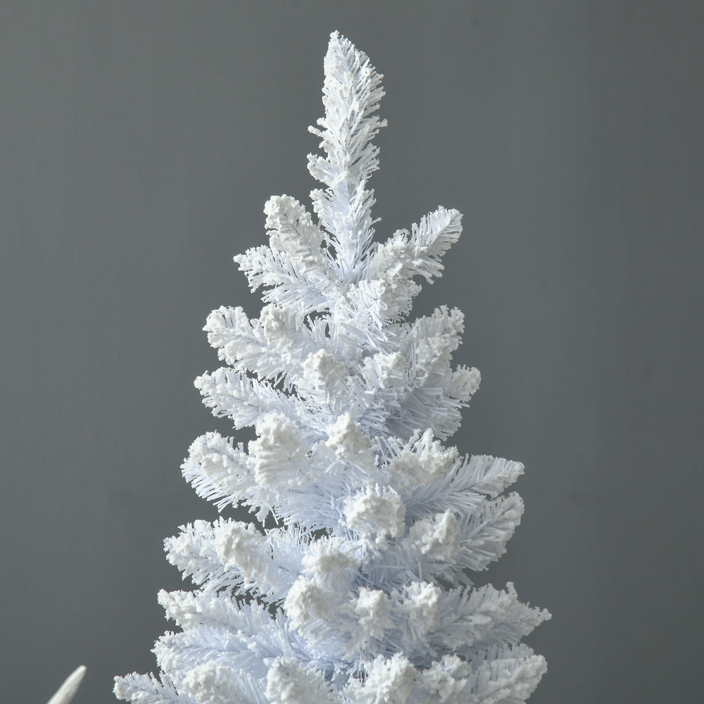 English Elm Homcom 7' Snow Flocked Pencil Christmas Tree - Slim, Realistic Indoor Holiday Decor For Small Spaces W2225P217080