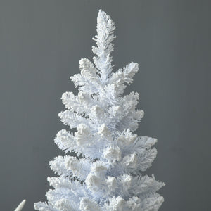 English Elm Homcom 7' Snow Flocked Pencil Christmas Tree - Slim, Realistic Indoor Holiday Decor For Small Spaces W2225P217080
