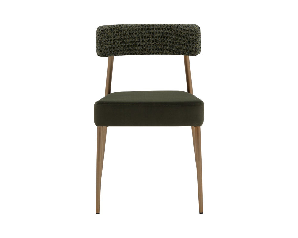 Sunpan ASHWIN Stackable Dining Chair - Contemporary Comfort with Two-Tone Upholstery & Gold Frame Elegance 112290