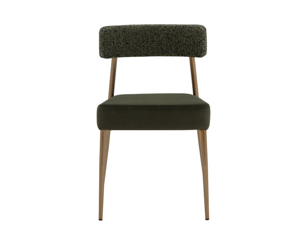 Sunpan ASHWIN Stackable Dining Chair - Contemporary Comfort with Two-Tone Upholstery & Gold Frame Elegance 112290