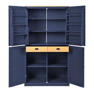 English Elm Topmax Freestanding Pantry Cabinet with Drawers Adjustable Shelves Kitchen Blue N717S000046C
