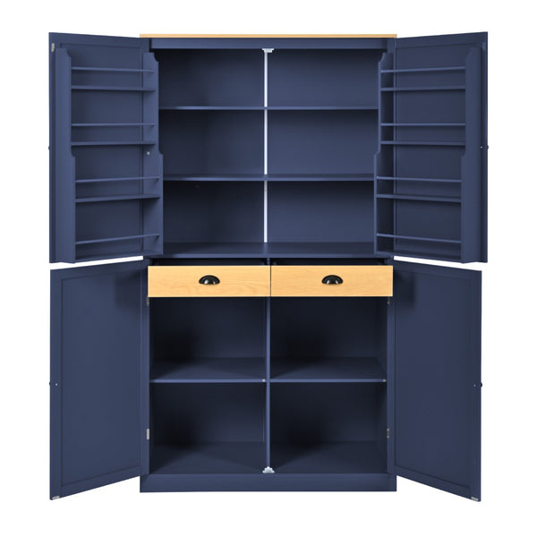 English Elm Topmax Freestanding Pantry Cabinet with Drawers Adjustable Shelves Kitchen Blue N717S000046C
