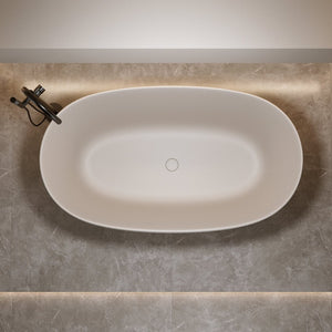 English Elm 47'' Freestanding Stone Resin Soaking Tub Sculpted Solid Surface with Heat Retention Beige W2753P416602