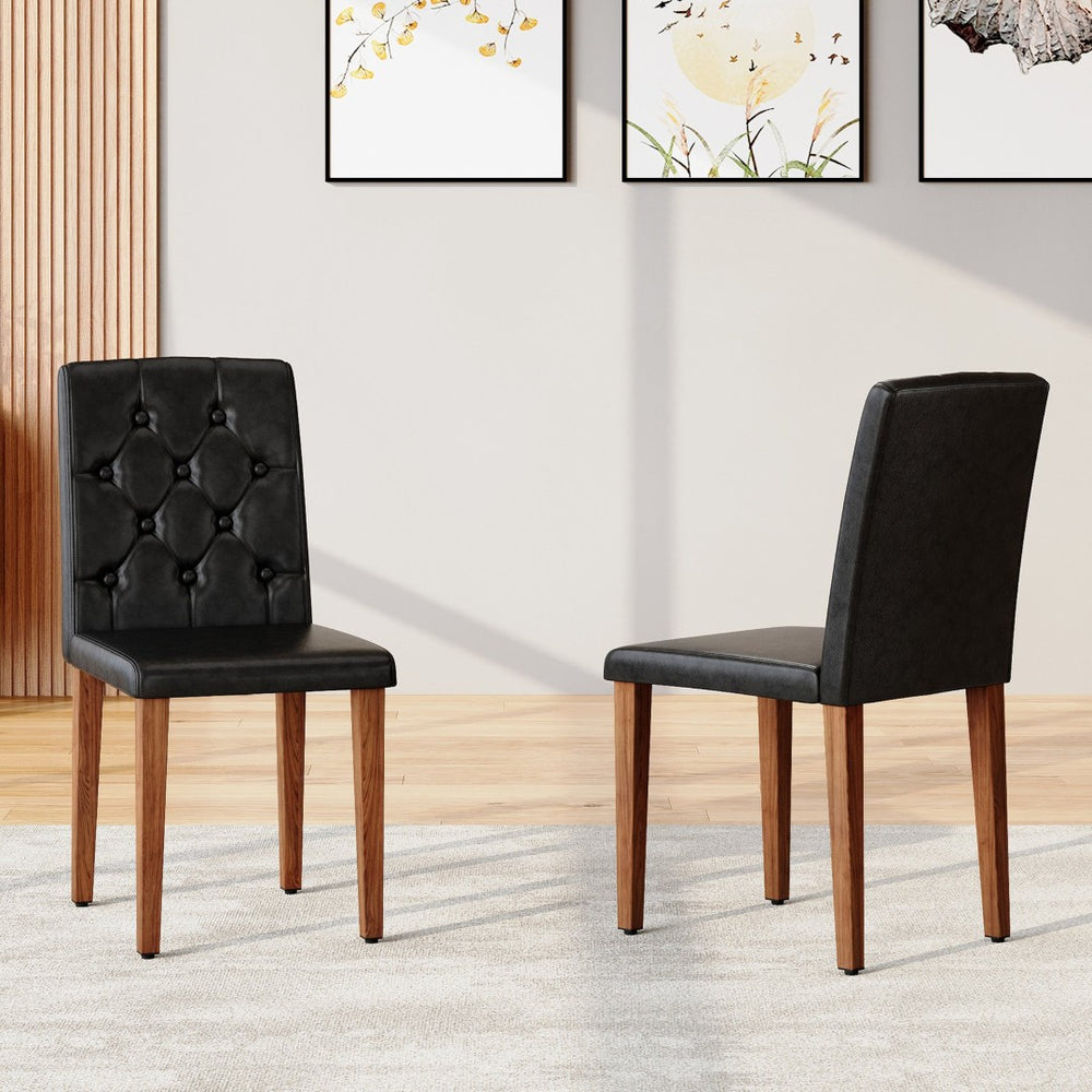English Elm 4-piece Brown Suede Dining Chair Set with Tufted Back and Walnut Metal Legs Black,Walnut W1151P361163