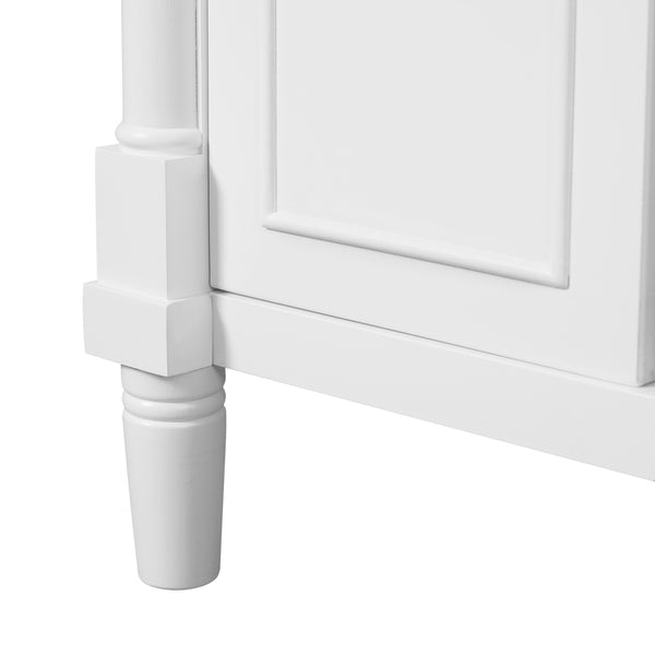 English Elm 24" Bathroom Vanity with Integrated Ceramic Sink and Adjustable Shelf, Vintage Hardware, Space-Saving Design White N710P277711K