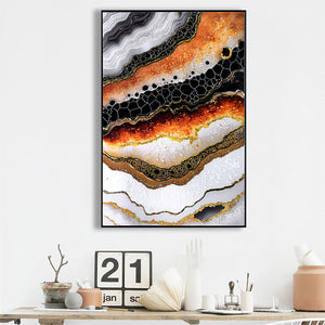 English Elm Luxury Crystal and Pearl Hand-Painted Oil Painting Canvas Mural for Hallway Entrance Modern Decor Black+Orange W3374P322235