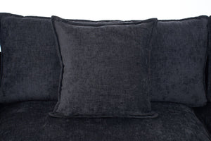 English Elm 108" L-shaped Chenille Cloud Sectional Deep Seat Sofa with Ottoman for Living Rooms Black W3244S00004