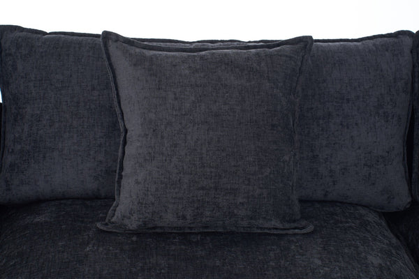 English Elm 108" L-shaped Chenille Cloud Sectional Deep Seat Sofa with Ottoman for Living Rooms Black W3244S00004