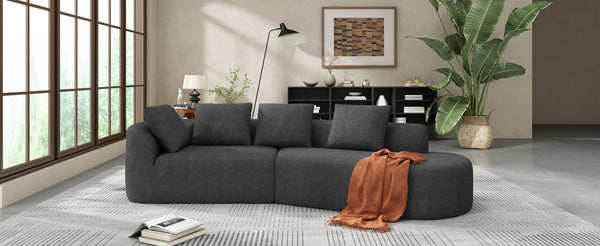 English Elm Christopher Knight Home® - 116" Modern Curved Sectional Sofa with Plush Pearl Upholstery, High-Density Sponge, Chaise Lounge Seating Harmony Charcoal grey N767P263923C