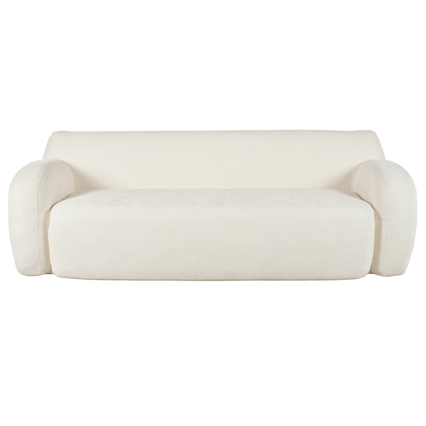 English Elm U_Style Minimalist 81.5" Curved Compression 3-Seater Sofa — Space-Saving Modern Upholstered Design Beige N711P192002A