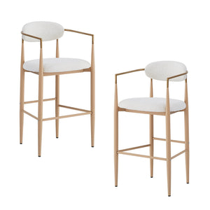 English Elm Christopher Knight Home® - Barstools Set Of 2 - Chic Beige Upholstered Bar Stools With Back, Natural Wood & Iron Legs, 260Lbs Capacity N779P248198N
