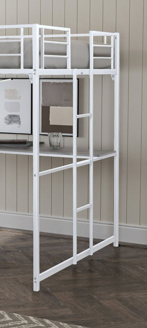 English Elm Contemporary Full Loft Bed With Dual Ladders & Durable Metal Frame - Space-Saving Design In White B2741S00305