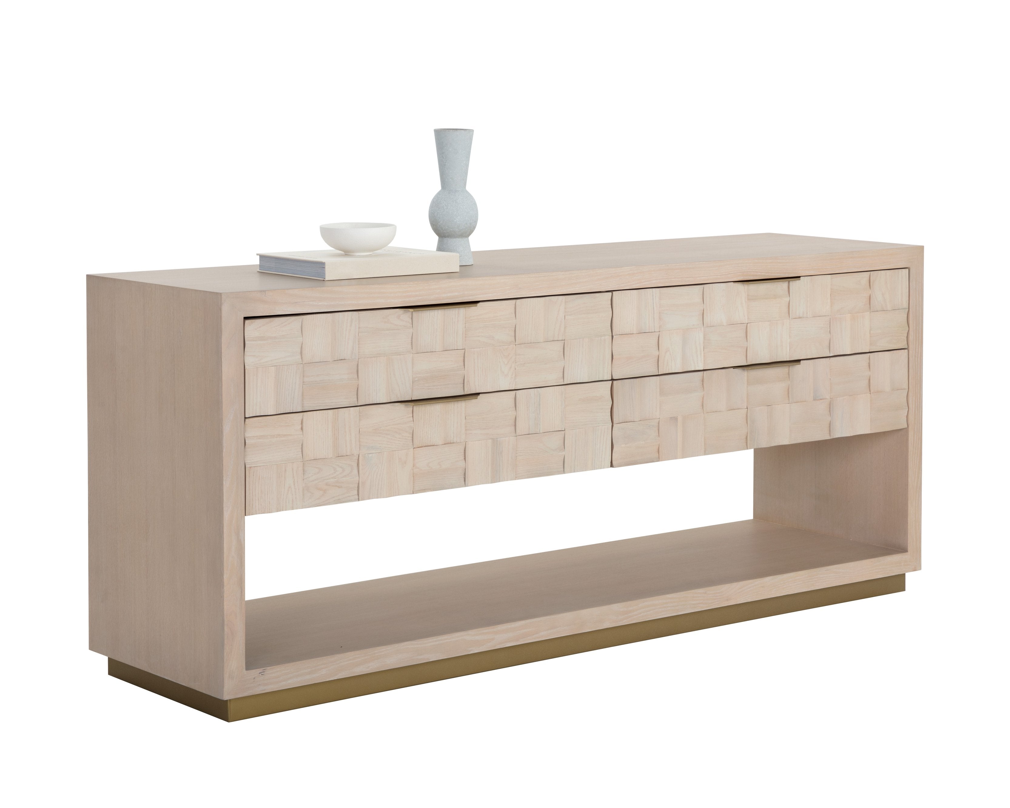 Akava Dresser - Minimalist Light Oak Wood with Textured Drawer Fronts