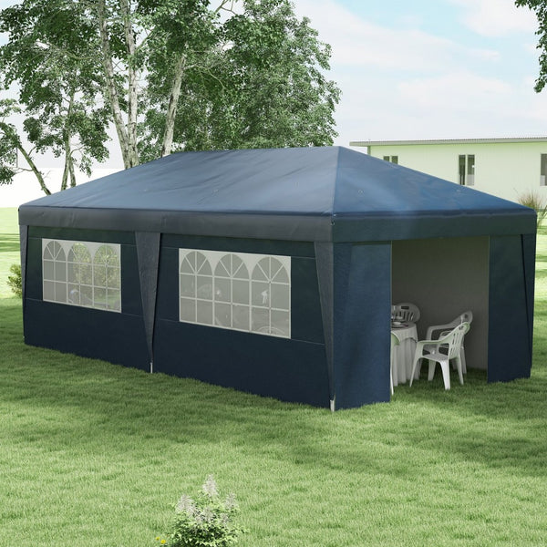 English Elm Outsunny 10' X 19.5' Pop Up Canopy Tent With Sidewalls & Doors, Adjustable Height, Portable Design W2225P174166-GIGA