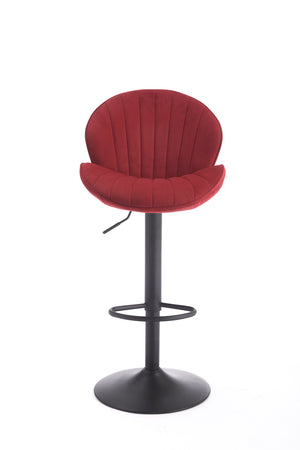 English Elm Bar Stools Set of 2 Red Adjustable Swivel Barstools with Backrest & Footrest, Chrome Base Counter Chairs W1249P253973