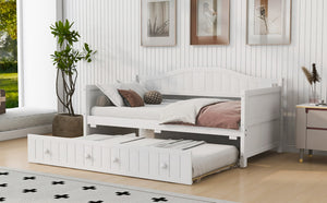 English Elm Twin Cottage Beadboard Daybed with Pull Out Trundle Solid Pine Guest Room Frame N708P357100K
