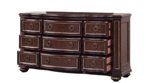 English Elm Paris G09300-D Dresser with Velvet-Lined Top Drawer, Wood Veneer Finish, Iron-Style Handles & Bun Feet Cherry 72 L x 23 W x 37 H B078P301566