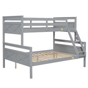 English Elm Twin Twin-over-Full Bunk Bed with Attached Ladder and Full-Length Guardrails for Safe Space-Saving Sleep Gray SM000118AAE-1