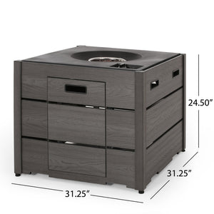 English Elm Christopher Knight Home® - ARCHIE Modern Square WPC Fire Pit Base with Durable ABS Steel Frame and Weather-Resistant Decking Finish Gray 69741.00WPCGRYBSE-40K
