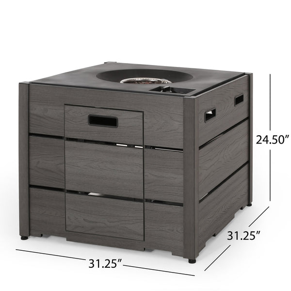 English Elm Christopher Knight Home® - ARCHIE Modern Square WPC Fire Pit Base with Durable ABS Steel Frame and Weather-Resistant Decking Finish Gray 69741.00WPCGRYBSE-40K