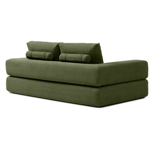 English Elm 81'' Corduroy Floor Sofa Convertible Loveseat Futon Sleeper with Foam Fill and Pillows Green W1117P459731