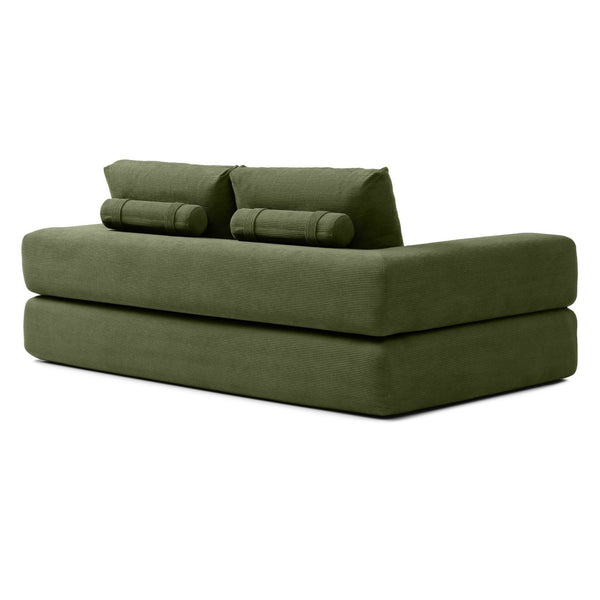 English Elm 81'' Corduroy Floor Sofa Convertible Loveseat Futon Sleeper with Foam Fill and Pillows Green W1117P459731