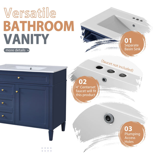 English Elm 36'' Modern Bathroom Vanity With Medicine Cabinet, Soft-Close Doors & Ample Storage For Essentials SW000134AAC-1