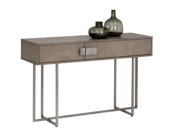Sunpan Jade Console Table - Unique Acacia Wood Design with Elegant Drawers for Stylish Home Décor Spaces Antique Silver / Ash Grey