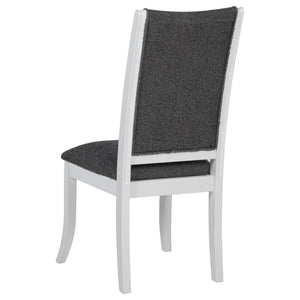 English Elm Tyler Round Dining Set Seats Six with High-back Upholstered Chairs in Pearl White B062S01800