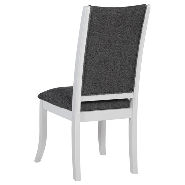 English Elm Tyler Round Dining Set Seats Six with High-back Upholstered Chairs in Pearl White B062S01800