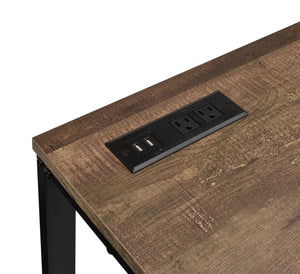 English Elm Walnut Writing Desk with USB Port and Open Base — Knock-Down Design, Spacious Surface for Workstation Walnut+black B062P209215