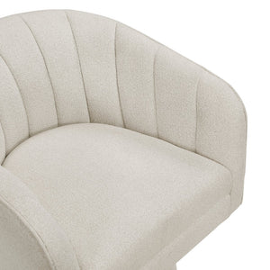 English Elm 1pc Bouclé Swivel Accent Chair with Channel Back, Plush Foam Seat, 360° Rotation, Modern Comfort Beige 28.5 L x 28 W x 20 H B011P308015