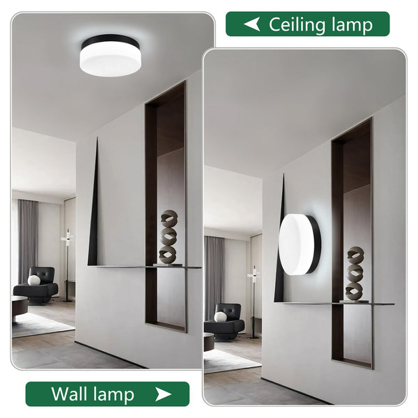 English Elm 1 LED Flush Mount Ceiling Light Fixture 24W 12 Inch Round Surface Lamp Energy Saving 3-Mode Durable Safety Rated Black W2312P375009